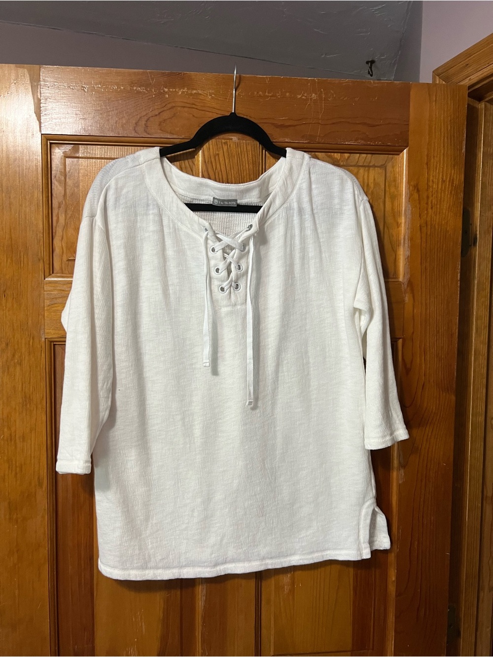Talbots White Lace-Up Tunic Top